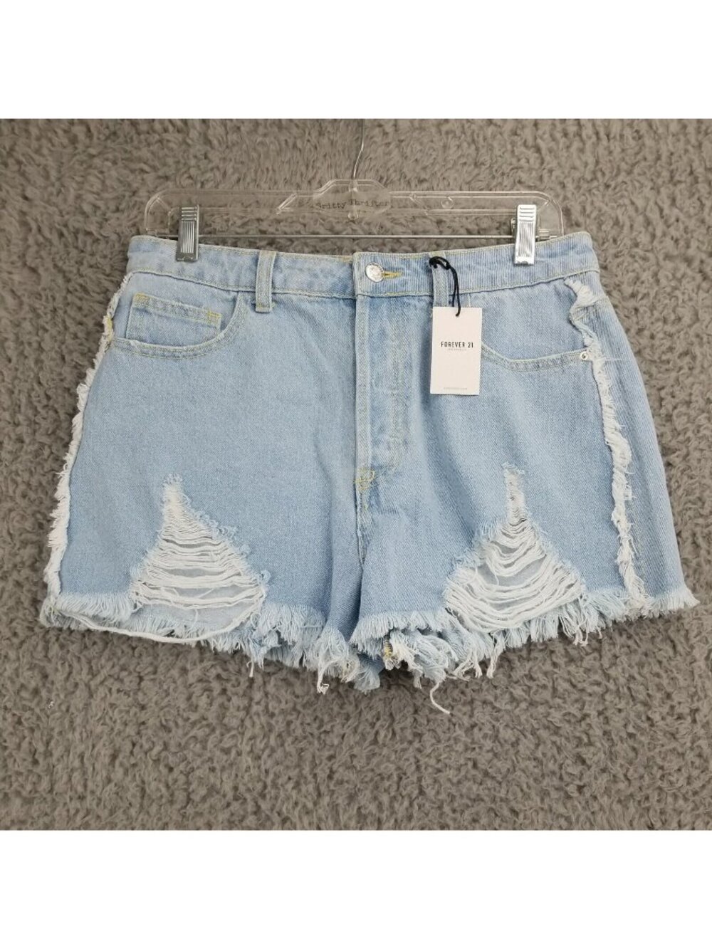 Forever 21 Shorts Women's 28 Button Fly Light Blue Cotton Denim Cut Off *NWT*